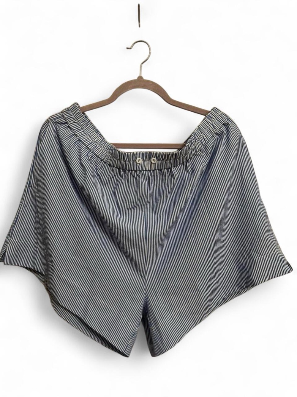 High-Waist Striped Pull-On Women's Shorts - Blue & White